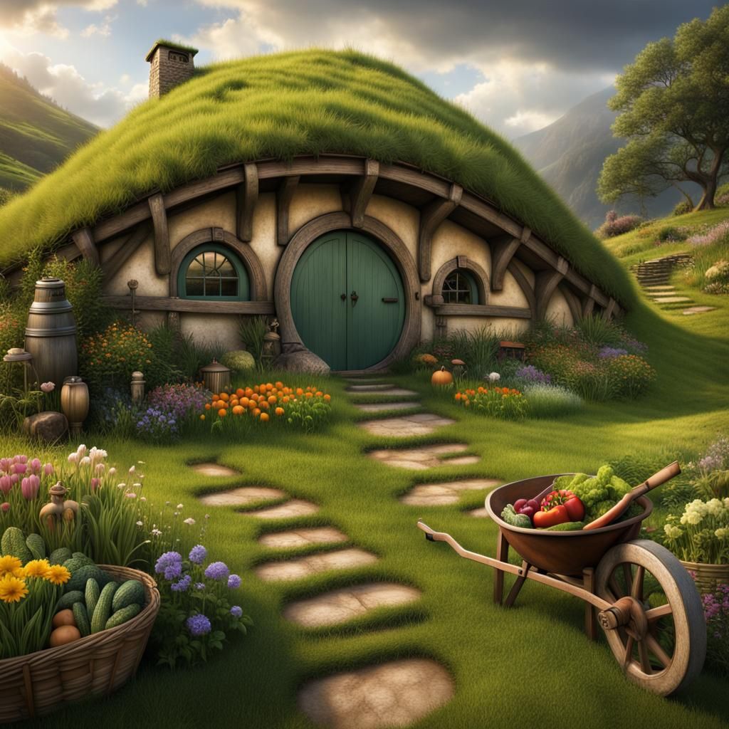 Charming Hobbit House in a Verdant Garden