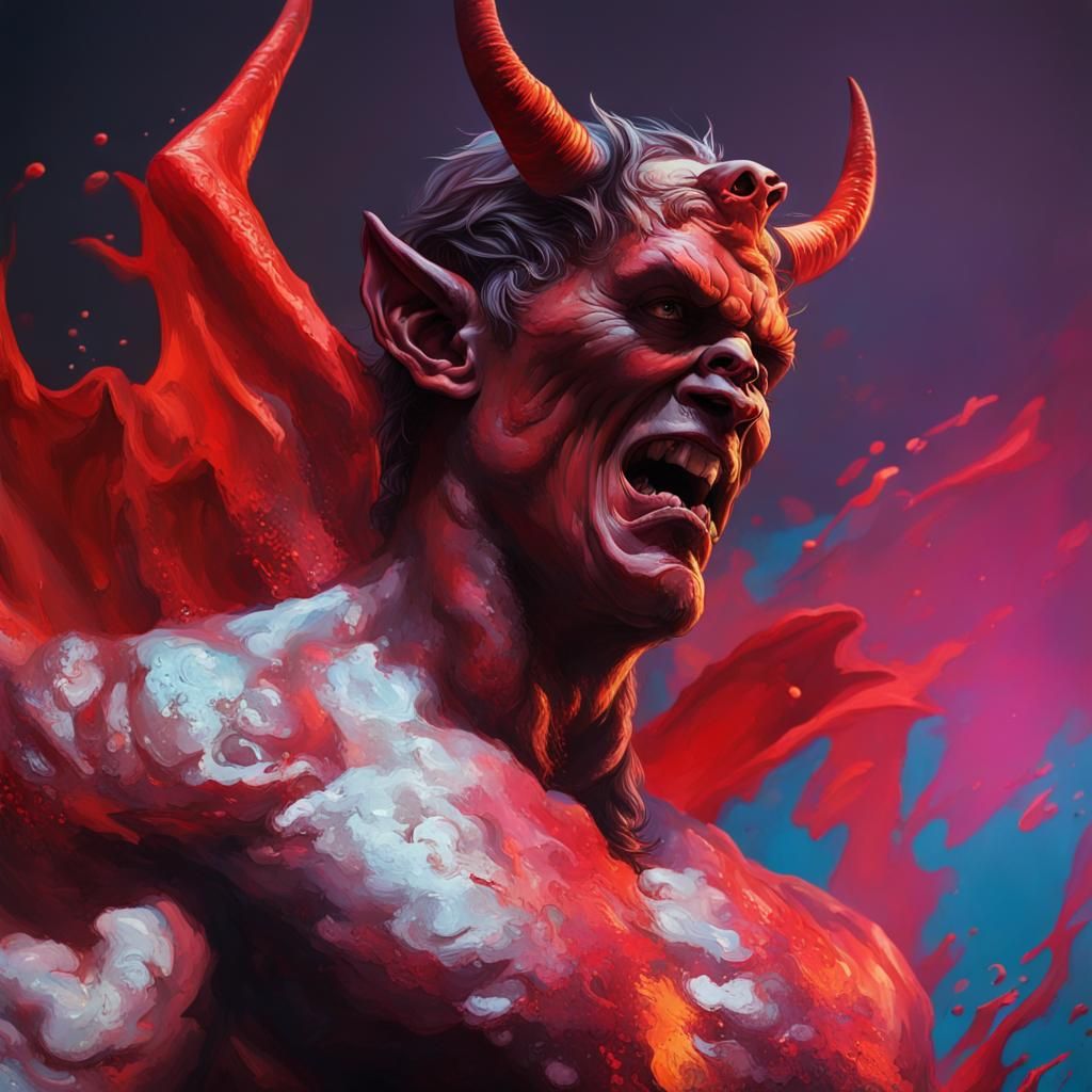 Hyperrealistic Devil Portrait with Dramatic Lighting