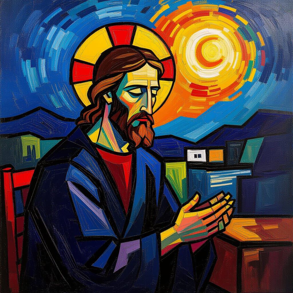Christ Before High Priest: Emotional Oil Painting
