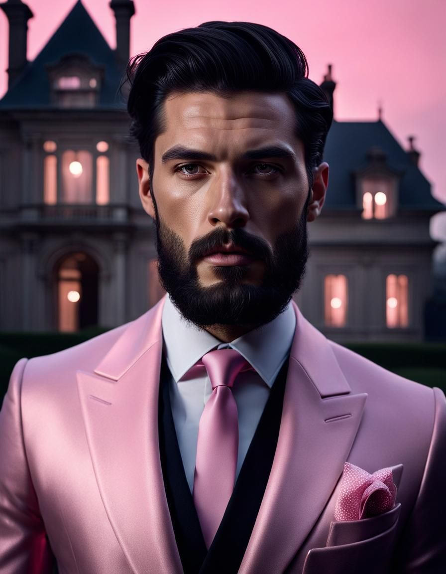 Detailed Portrait of Man in Pink Tie