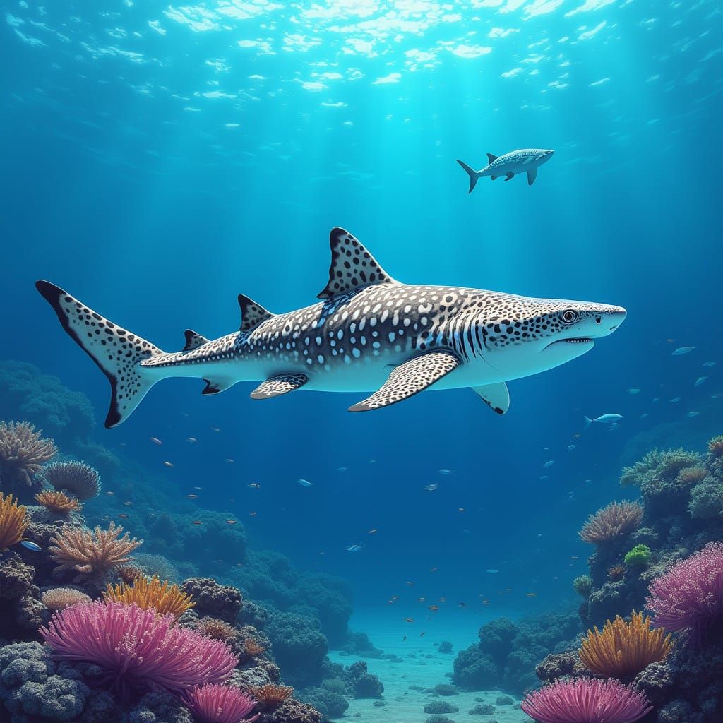 Majestic Leopard Shark in Vibrant Tropical Waters