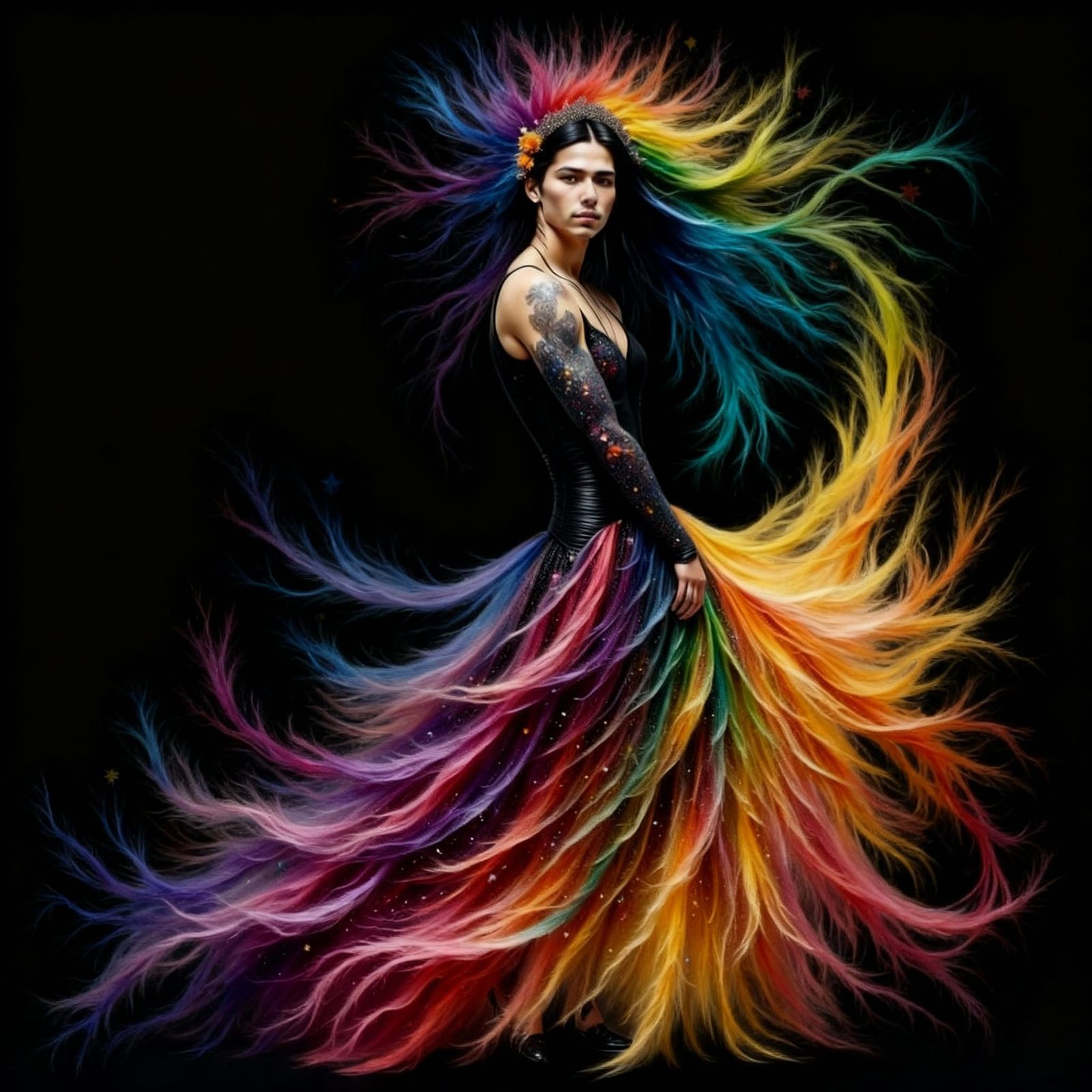 Swirling Man in Dress Watercolor