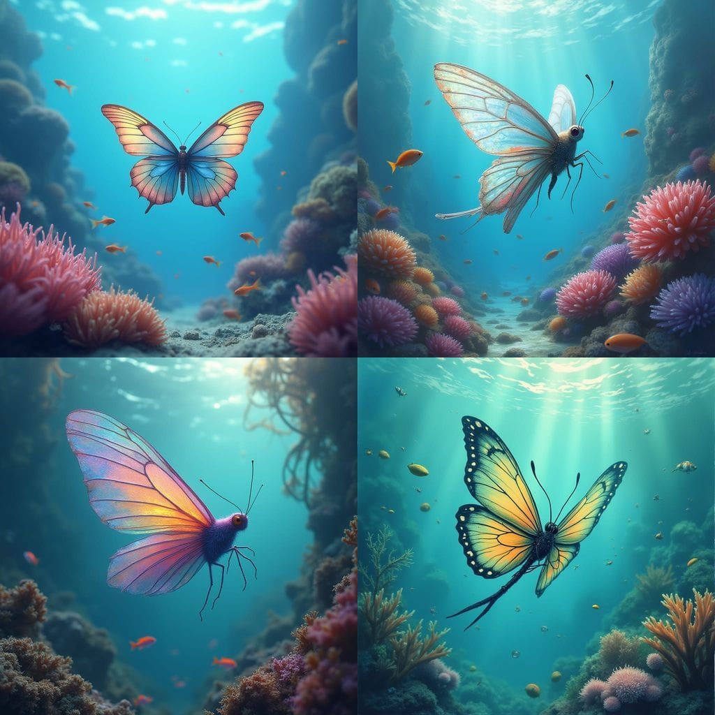 A Delicate Butterfly in Motion Underwater