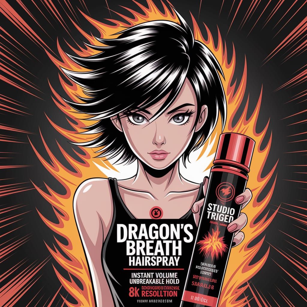 Anime Fantasy Can Girl with Gravity-Defying Hair in Cyberpun...