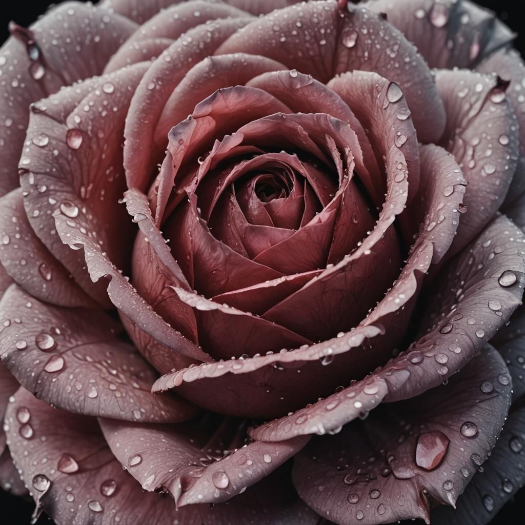 Glistening Dark Rose Petals in Macro