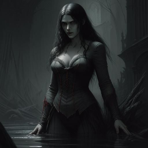 Horror Vampire Scene in Doré-Rutkowski Style