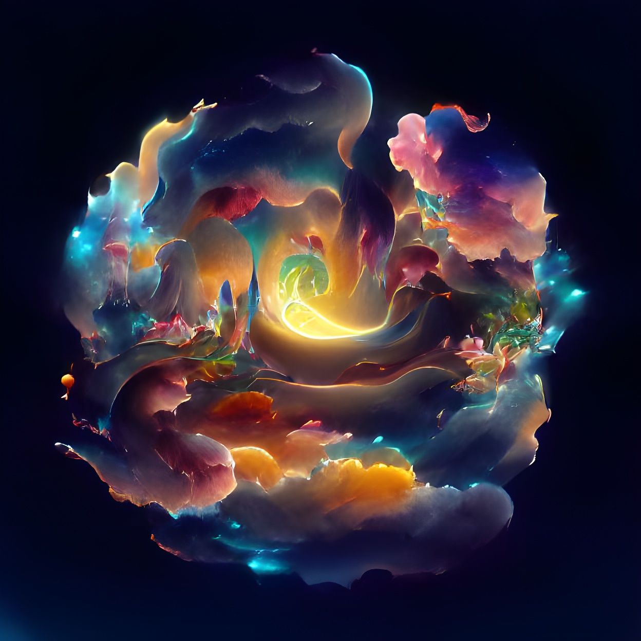 Colorful Spiral Galaxy in Space: Digital Concept Art