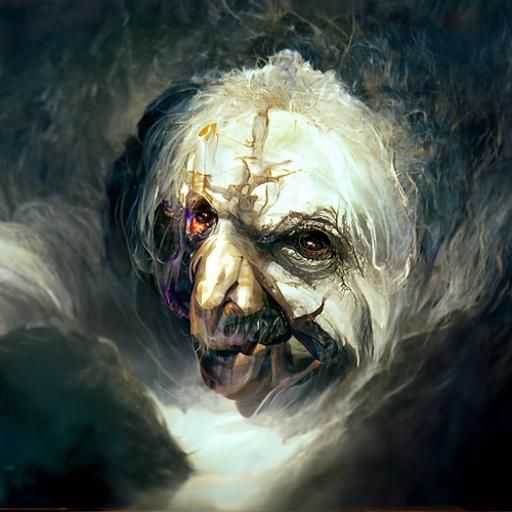 Sinister Albert Einstein Portrait in Dark Fantasy Style