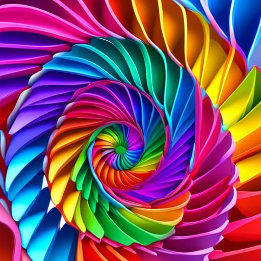 Hyperrealistic Rainbow Spiral Flowers in Splash Art Style