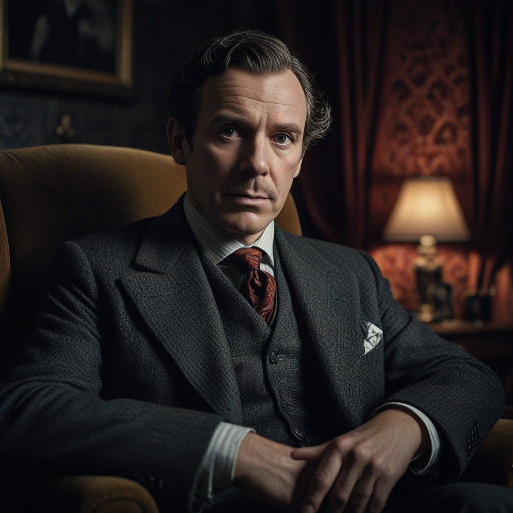 Sherlock Holmes Portrait in Film Noir Style