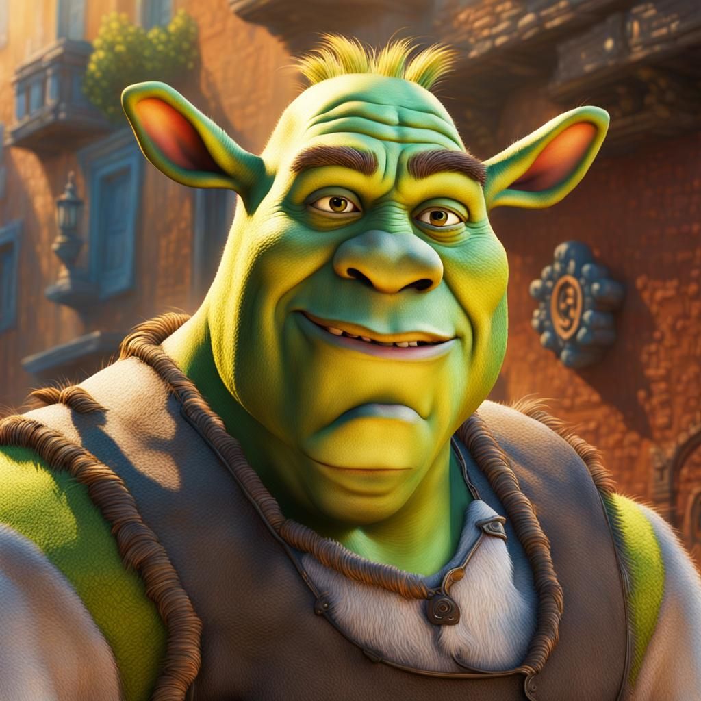 Hyperrealistic Shrek and Donkey Splash Art