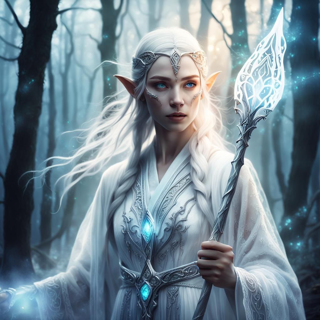 Elven Sorceress Portrait in Ethereal Fantasy Art