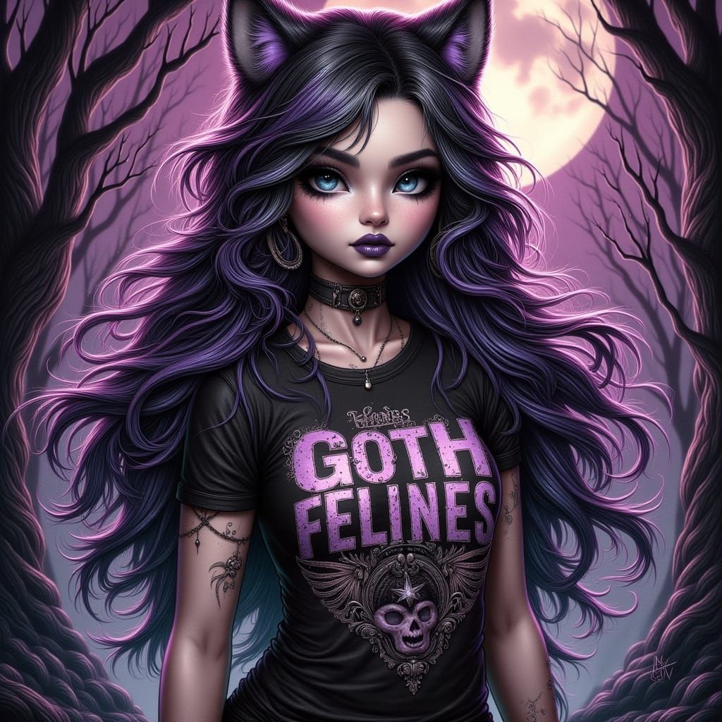 Sinister Goth Woman with Flowing Hair