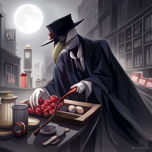 Plague Doctor's Street Shop in Anime Style