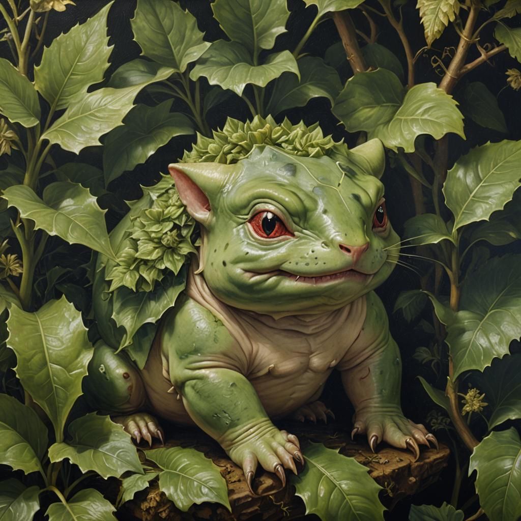 Bulbasaur as Netherlandish Oil Painting