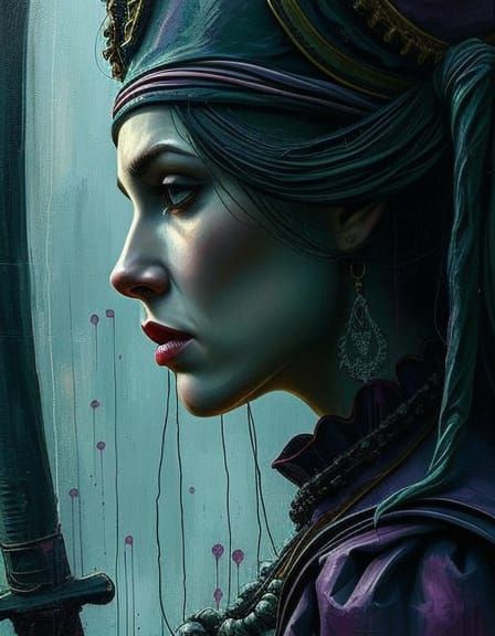 Pirate Queen Portrait with Expressionist Impasto Technique