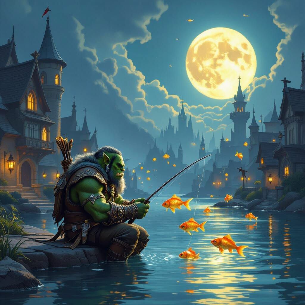 Orc Fishing Golden Fish in Dalaran City