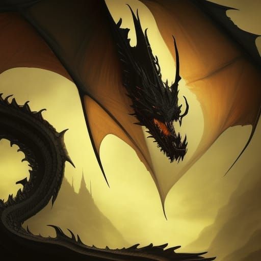 Hyperdetailed Black Dragon Concept Art