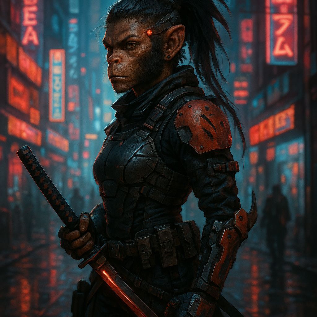 Shadowrun: Female Hanuman Street Samurai
