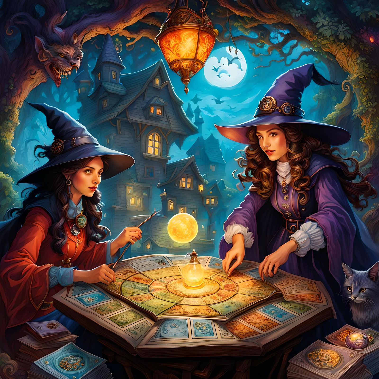 Board Game Witches and Warlocks Illustration