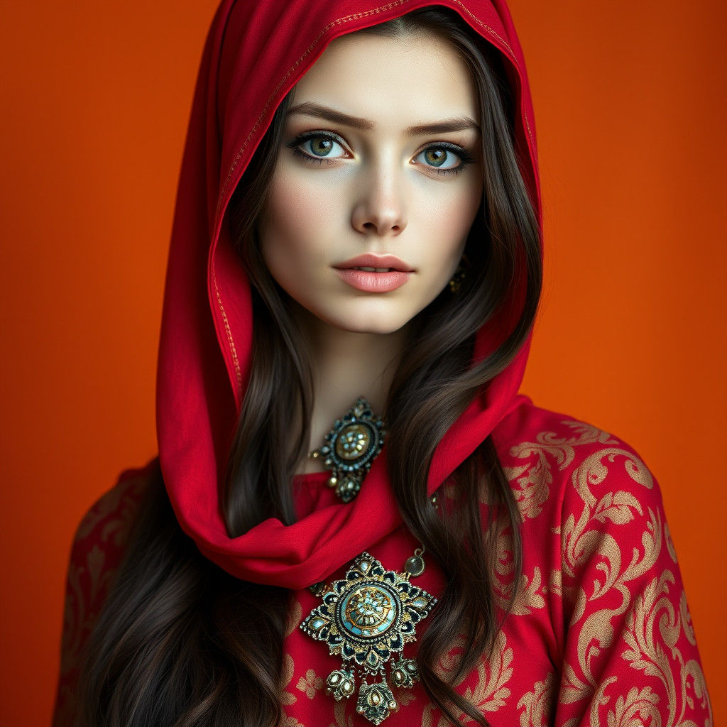 Woman with Headscarf Digital Portrait