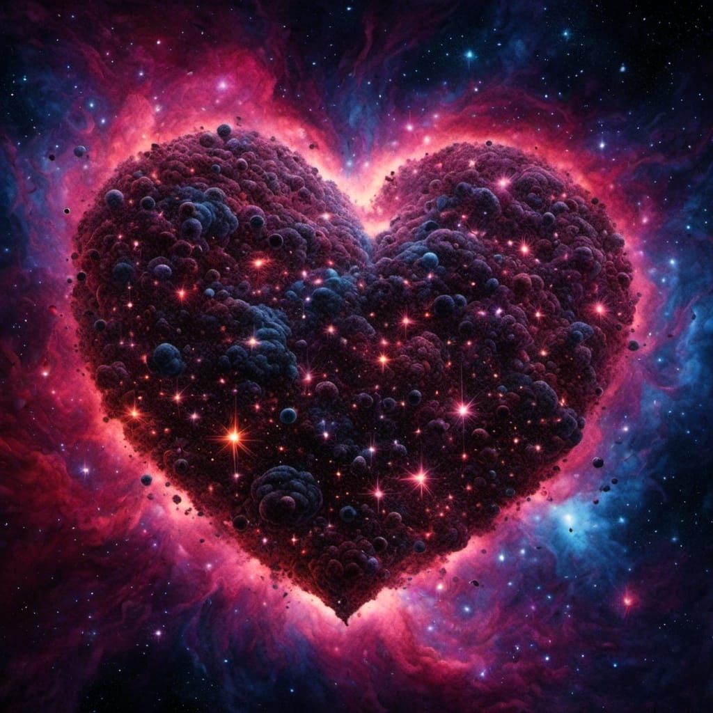 Surreal Glowing Heart Constellation Optical Illusion