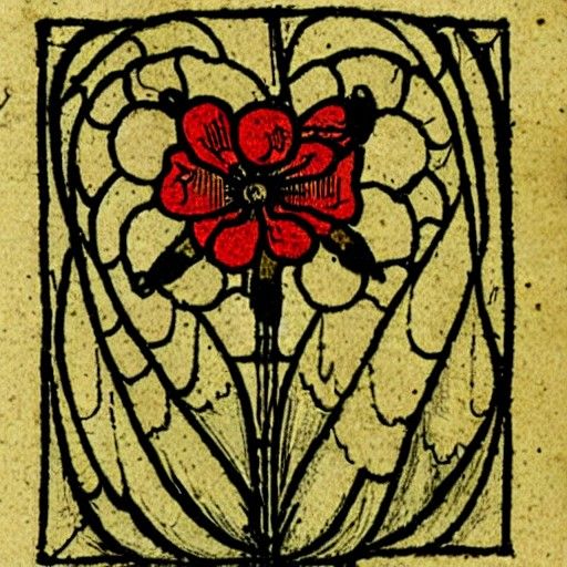 Medieval Sad Flower Diagram Illustration