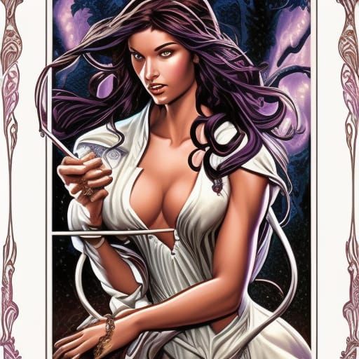 Romantic Comic Art: Beautiful Student with Magic