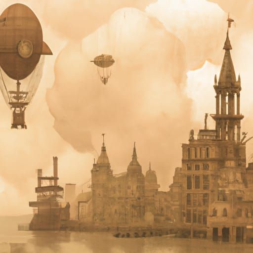 Victorian City Incendiary Disaster in Art Deco Tones