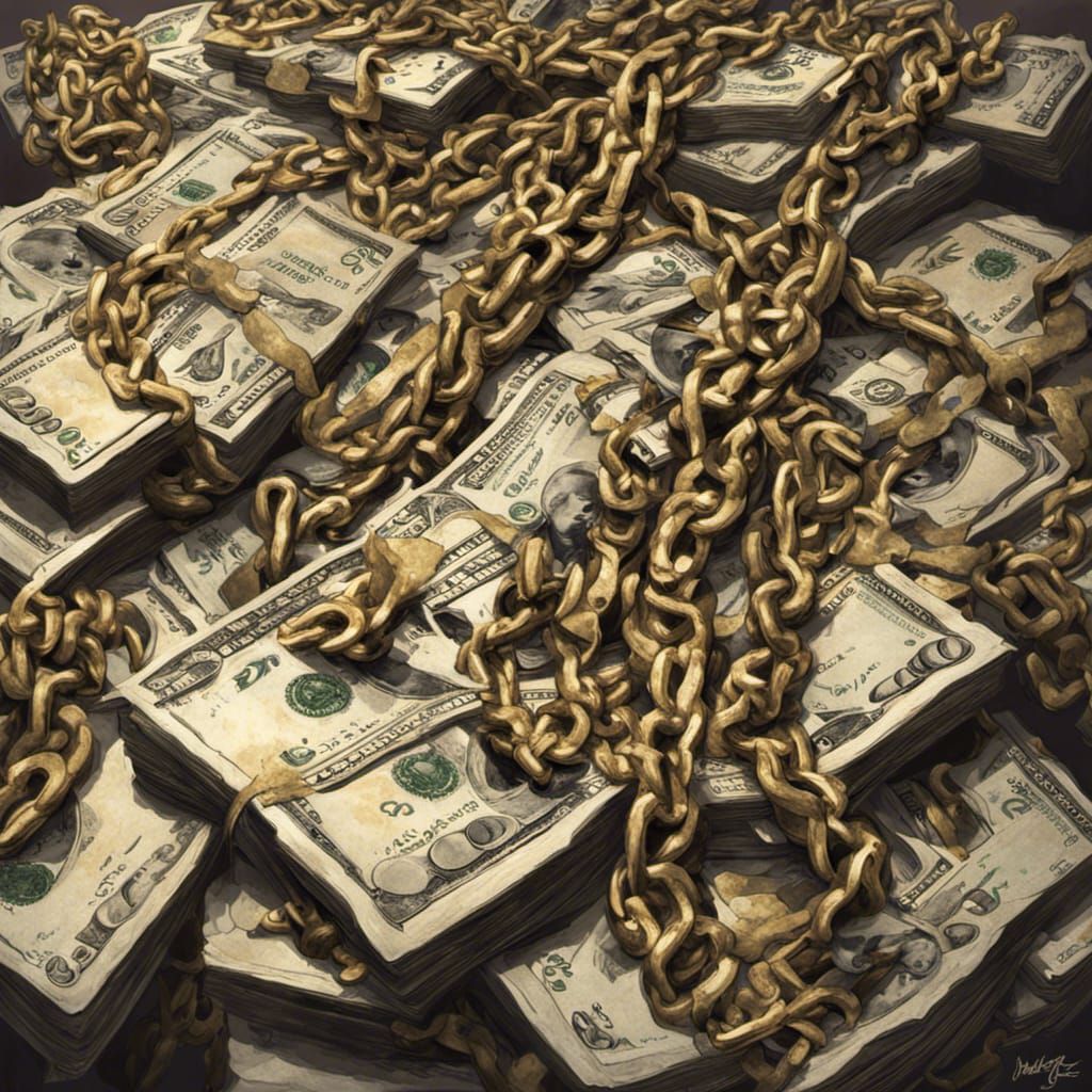 Sinister Gold Chain Surrounded by Money