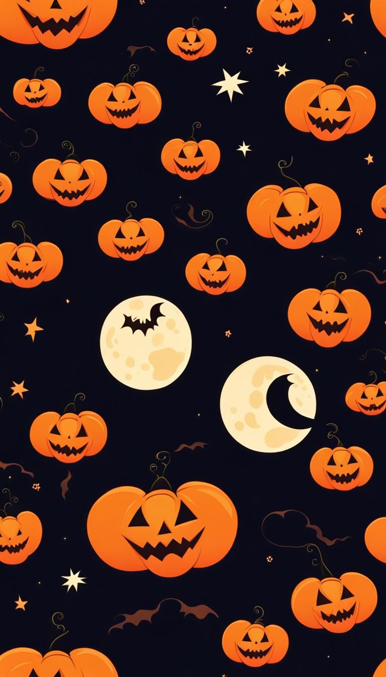 Spooky Halloween Background with Floating Pumpkins