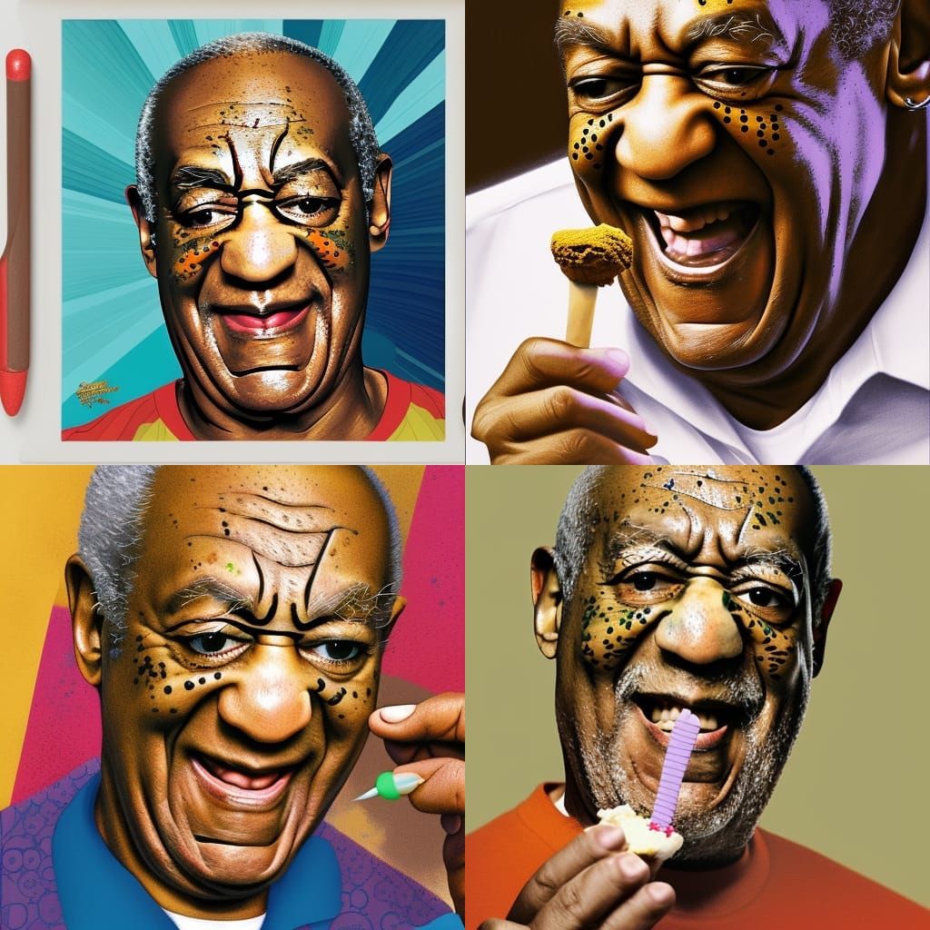 Hyperrealistic Man Laughing and Eating Pudding