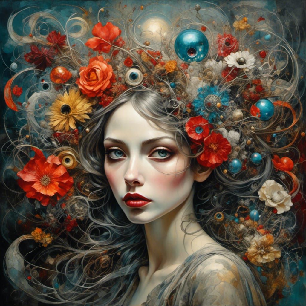 Art Deco Nouveau in a Vintage Psychedelic Style