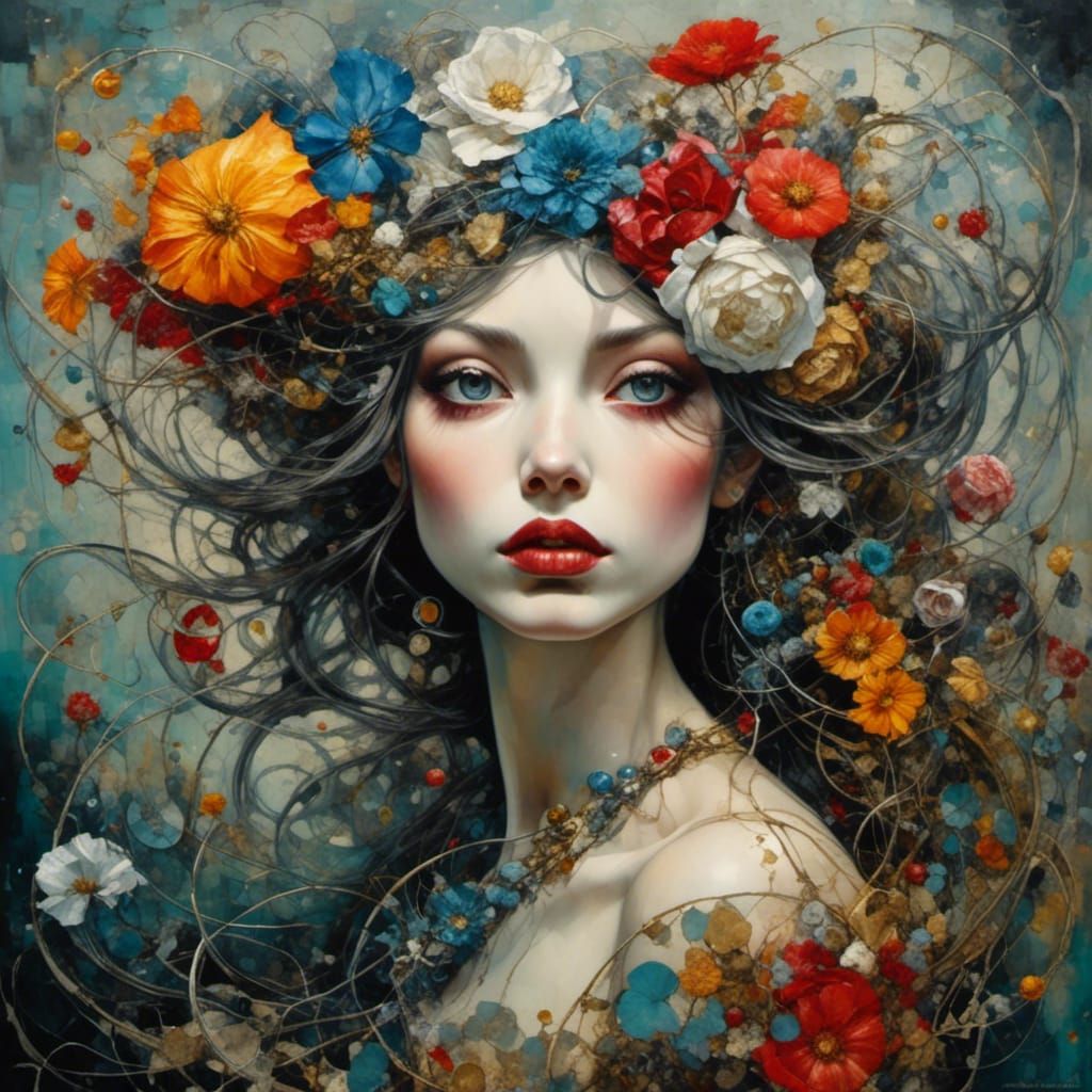 Psychedelic Vintage Art Deco Digital Portrait