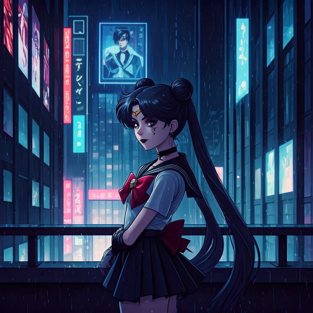 Sailor Moon as Goth Girl in Studio Trigger Style