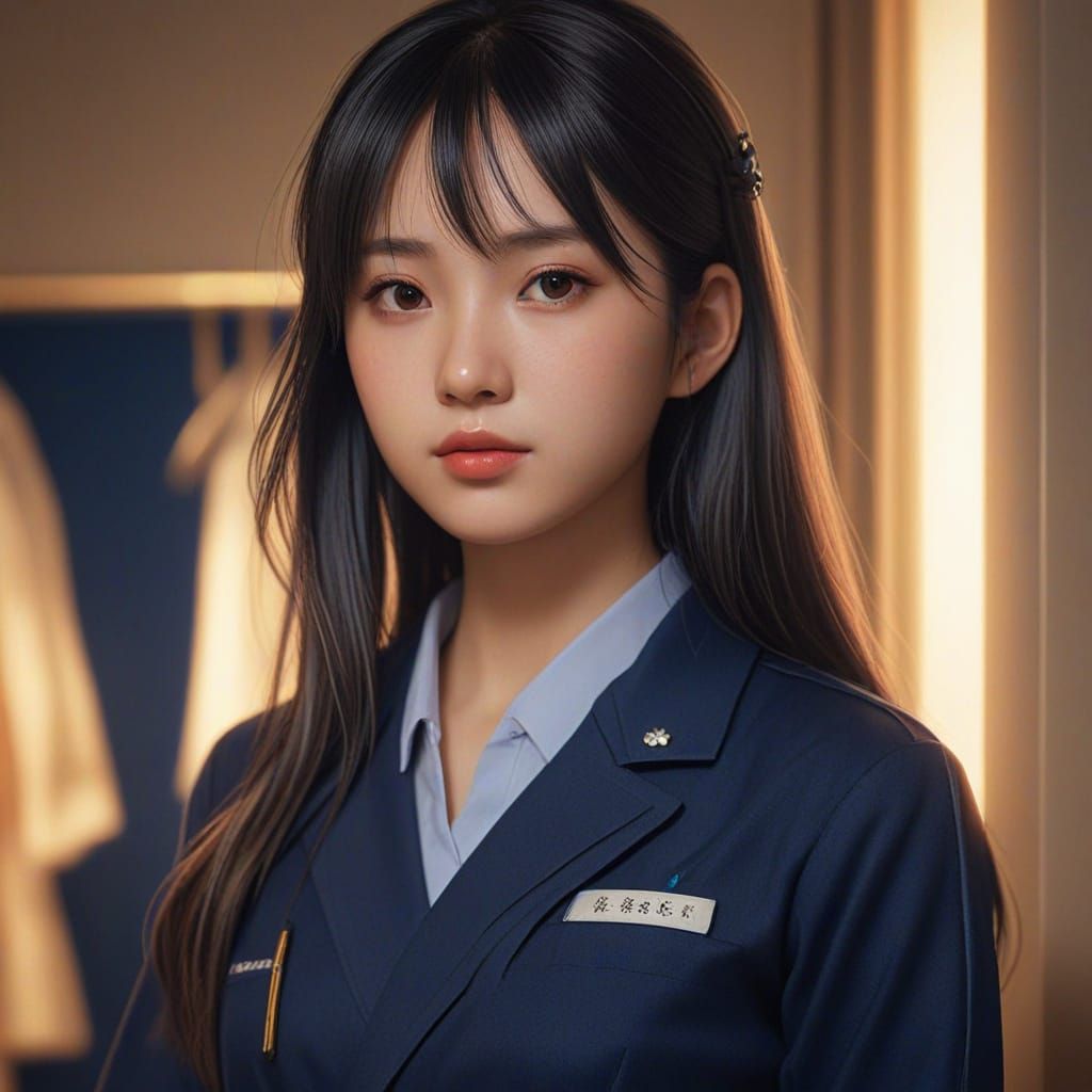 Beautiful Japanese Girl in Dressing Room, Ghibli Inspired