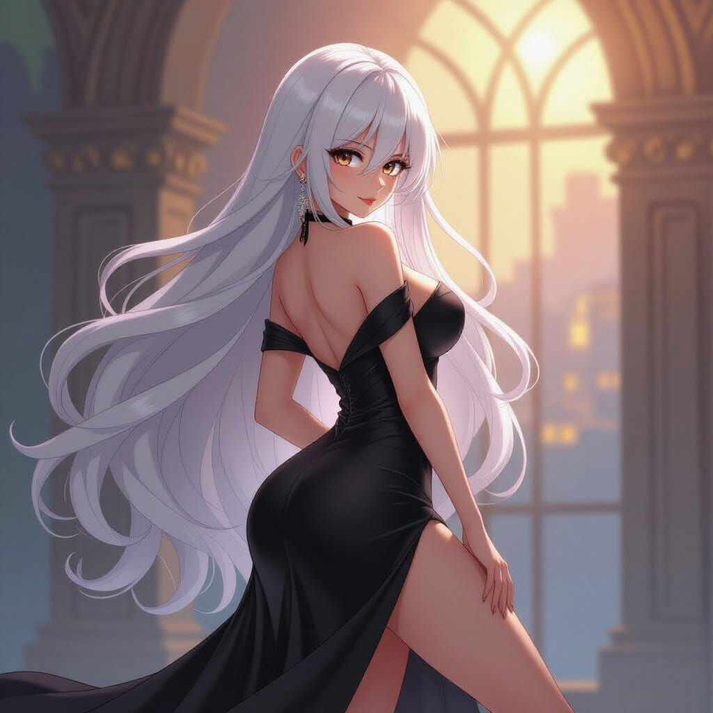 Anime Girl in Black Dress, Studio Trigger Style