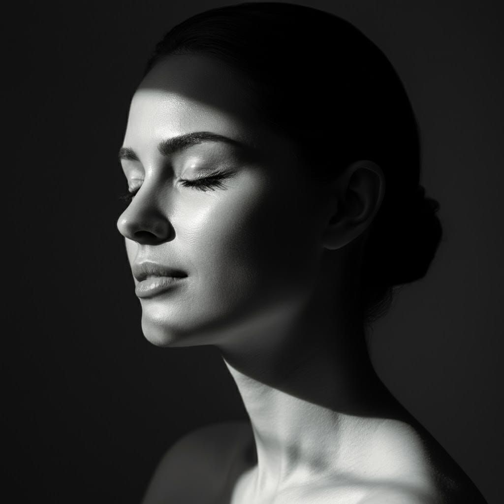 High-Contrast Portrait of a Beautiful Woman