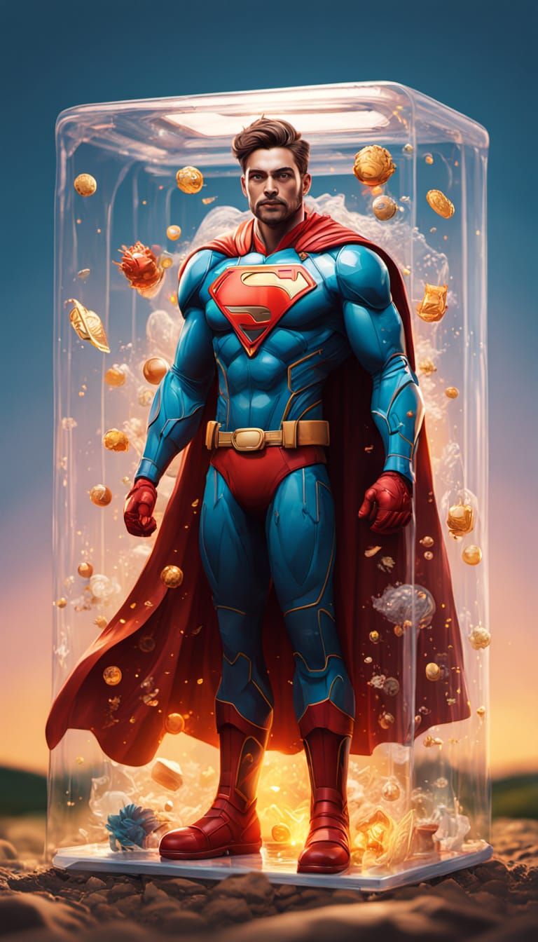 superhero in a plastic blister pack