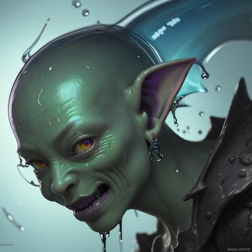 Hyperrealistic Glass Goblin Splash Art