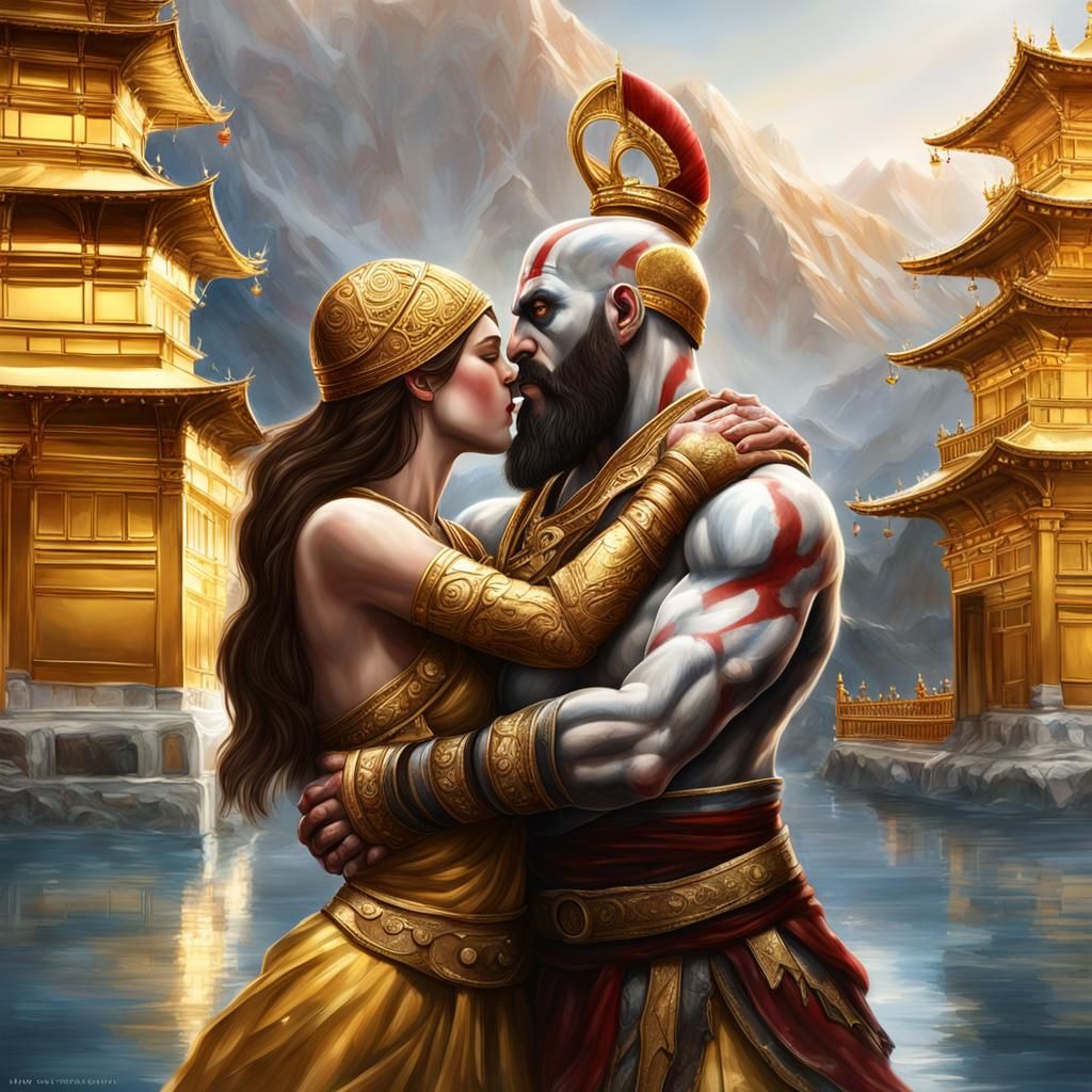 Kratos, the god of war and Aphrodite at the golden temple
