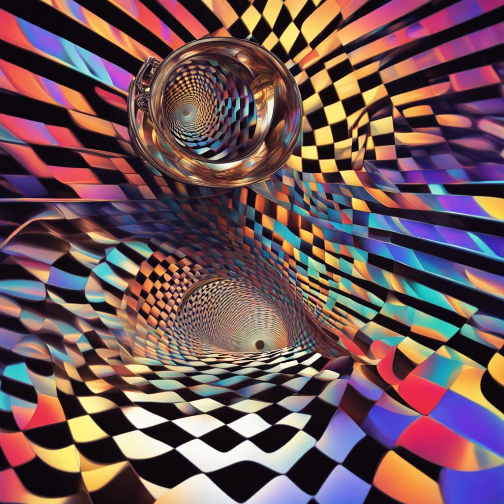 Warped Optical Illusion with Checkerboard Patterns