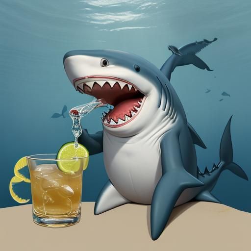 Anthropomorphic Shark Enjoys Tequila