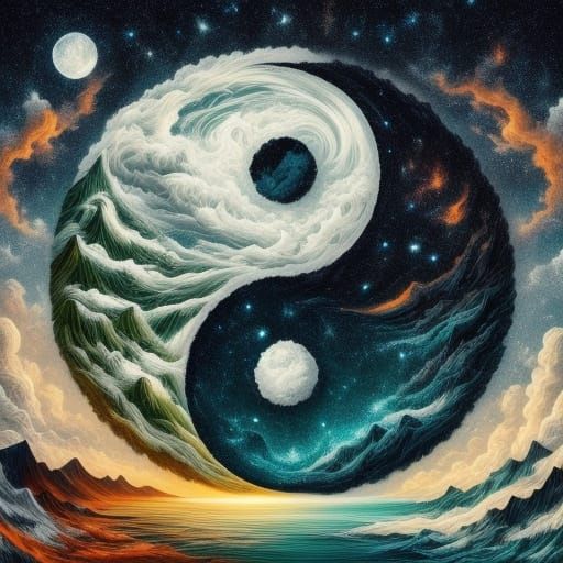 Yin Yang: Day and Night Photorealistic Landscapes