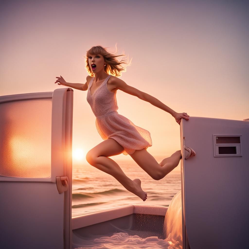 Synthwave Sunset Surprise: Figure Emerges