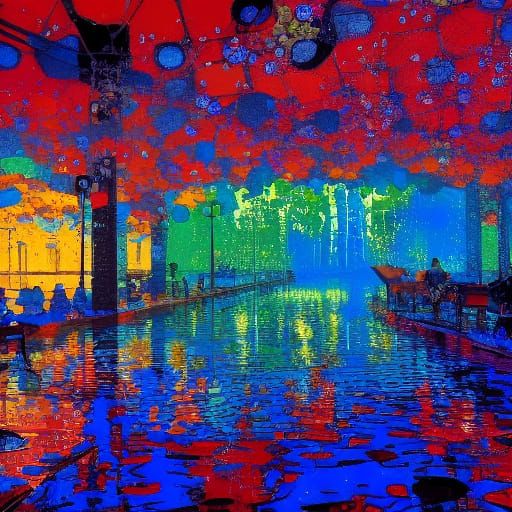 Polka Dot Splash Art with Volumetric Lighting