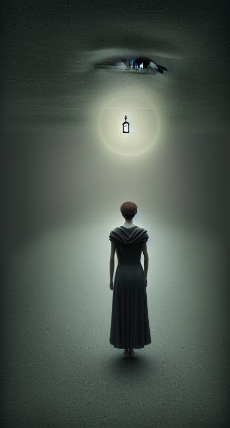 Person Watched With Dramatic Lighting, 3D Art