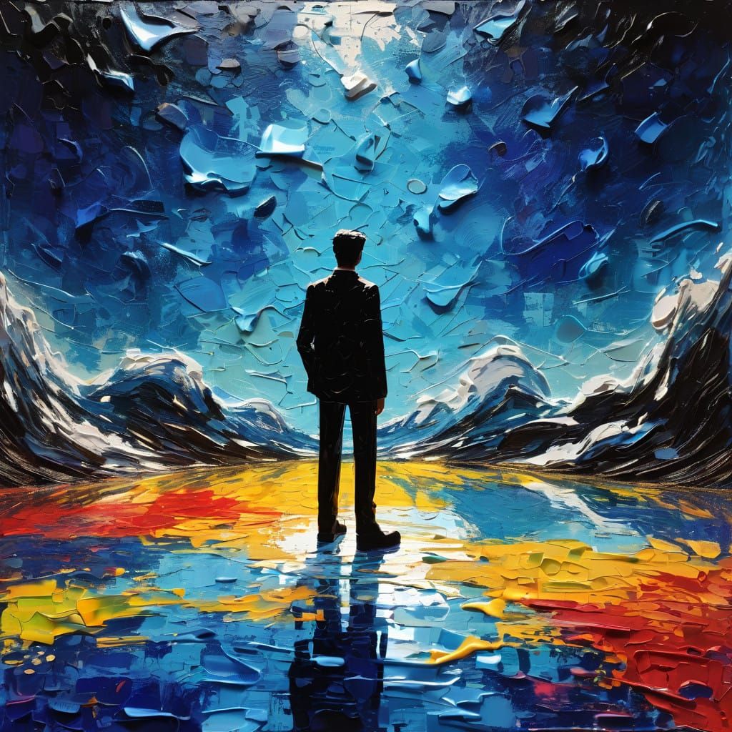 Surreal Dreamscape with Liquid Light and Textural Surfaces i...