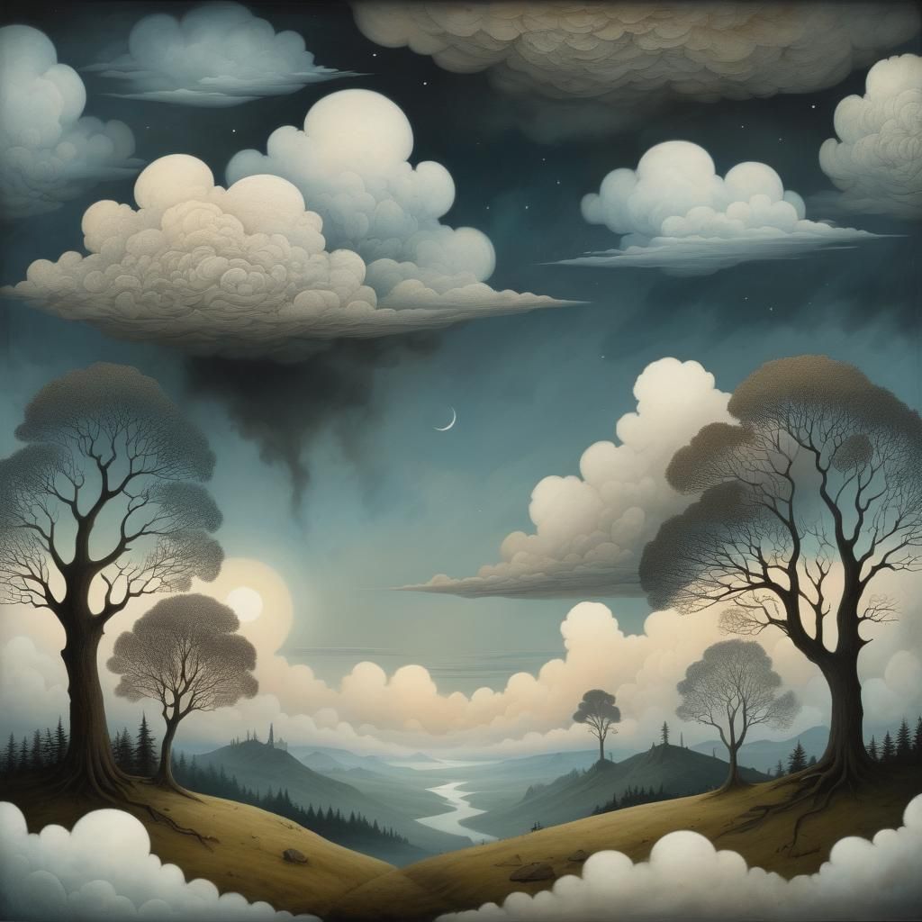 Romantic Landscape with Clouds