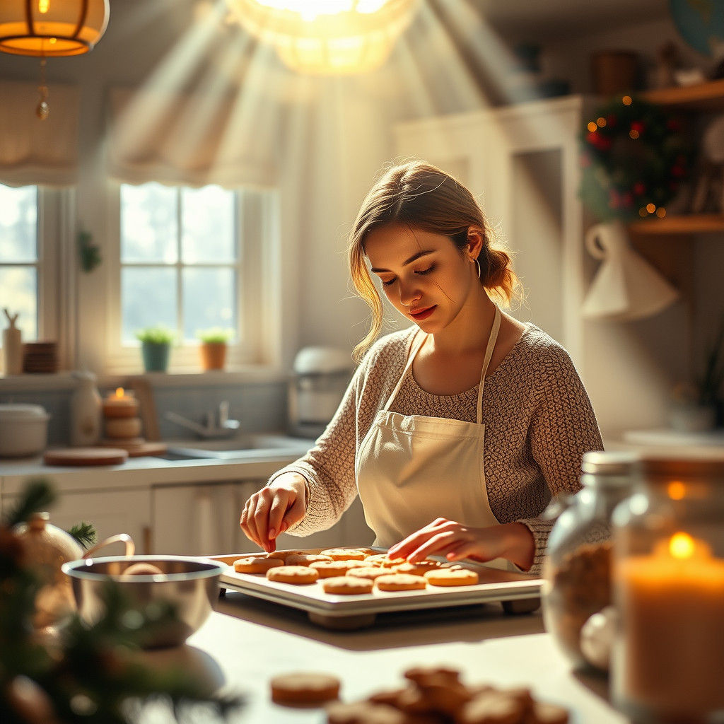 Cozy Christmas Baking Scene in Dreamy Style